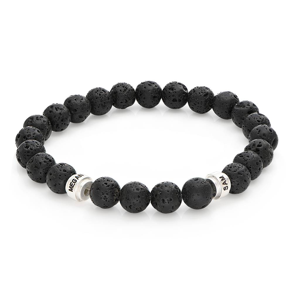 Leo Personalized Lava Bracelet for Men with Sterling Silver Beads product photo