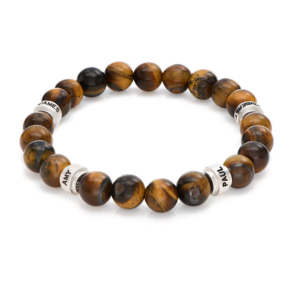 Leo Personalized Tiger Eye Bracelet for Men in Sterling Silver-5 product photo