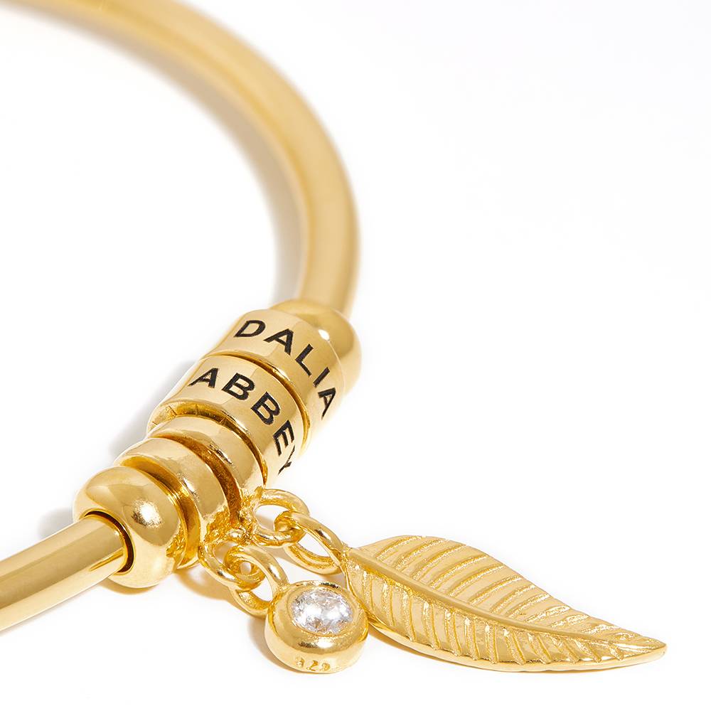 Linda Kreisanhänger-Armreif mit Diamant und personalisierten 750er Gold-Vermeil Beads-2 Produktfoto