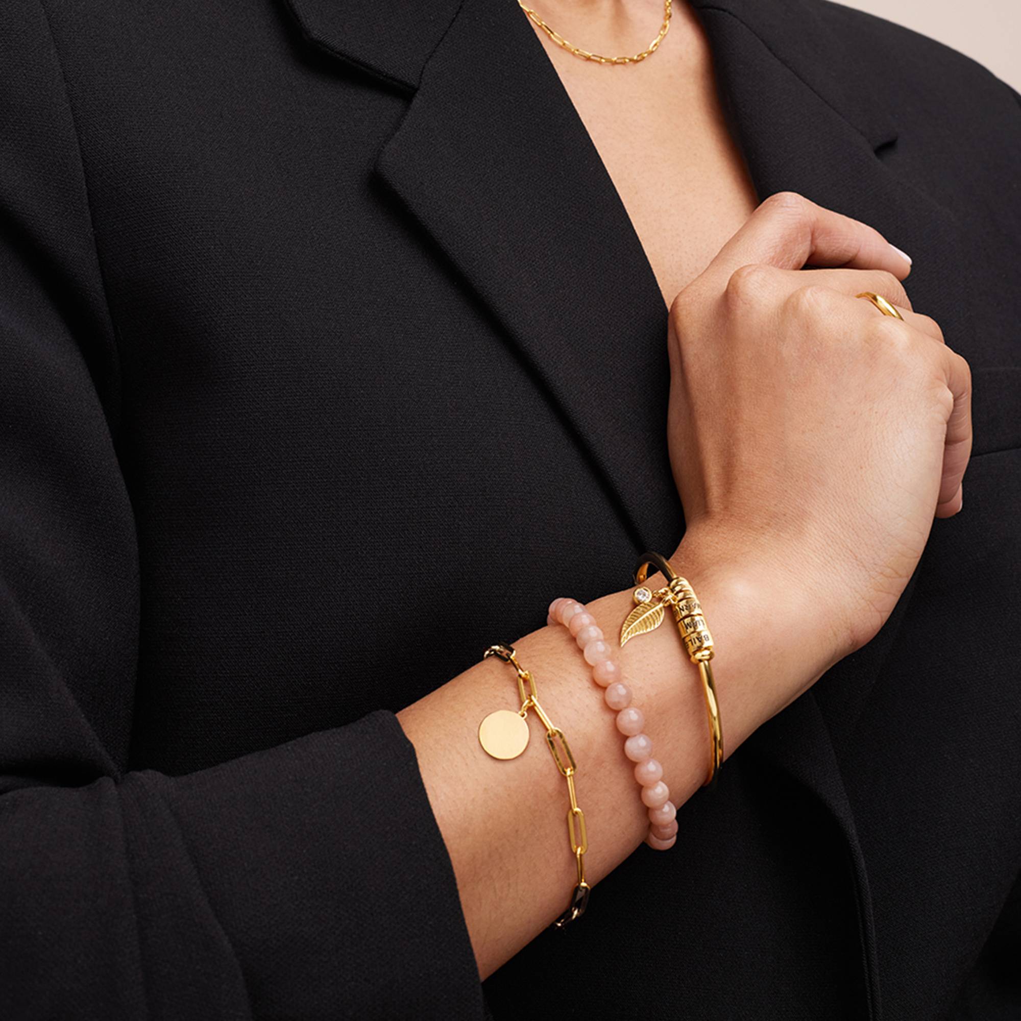 Linda Kreisanhänger-Armreif mit Diamant und personalisierten 750er Gold-Vermeil Beads-4 Produktfoto