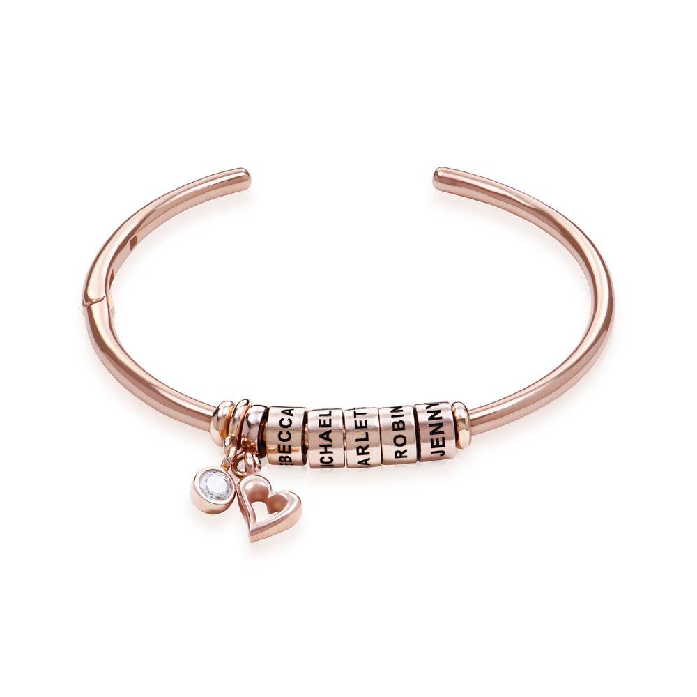 Bracciale Rigido Linda ™ con Perle Personalizzate y Diamante 0.10 ct in Oro Rosa Vermeil-2 foto del prodotto