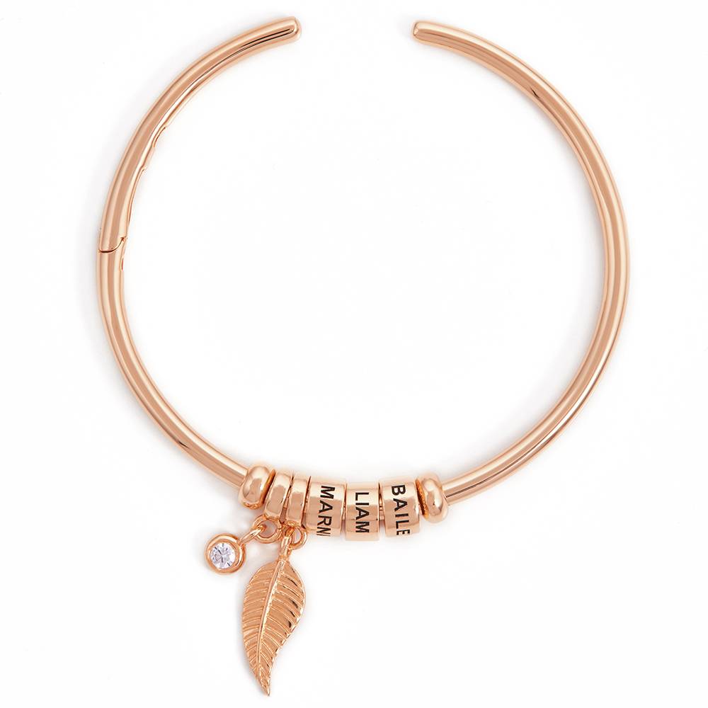 Linda Armband met Gegraveerde Kralen en 0,10 ct Diamant in Roségoud Vermeil
