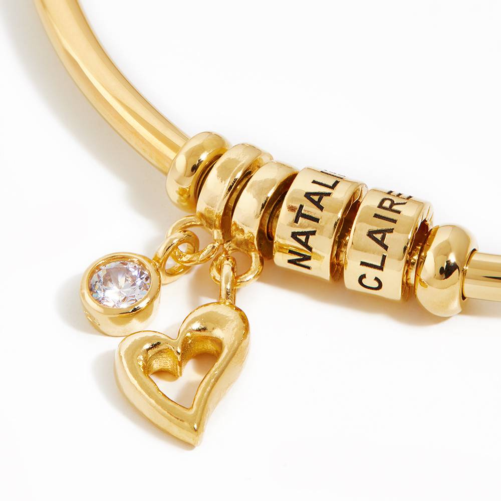 Linda Open Bangle Bracelet with 18K Gold Plated Beads-3 product photo