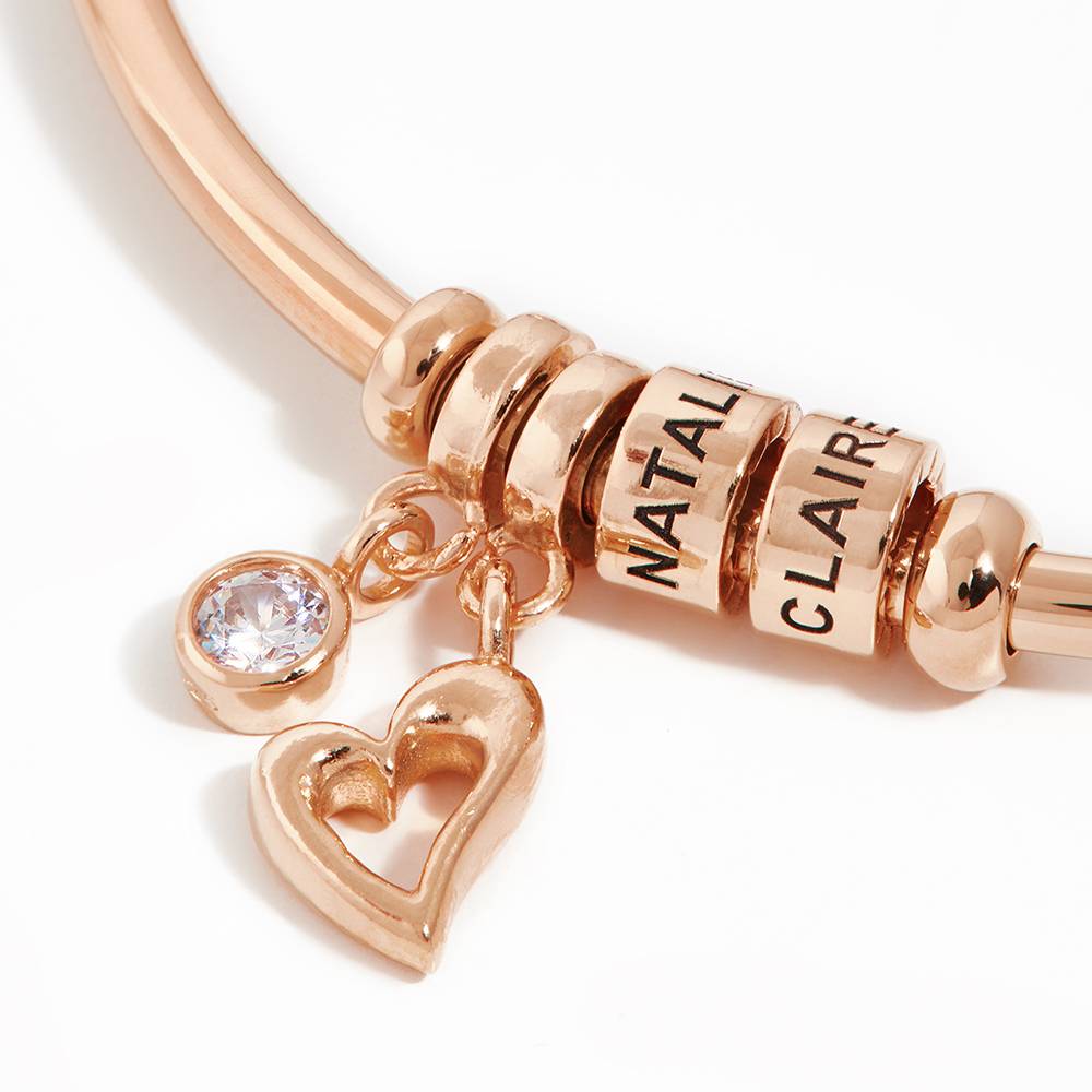 Linda Open Bangle Bracelet with Beads in Rose Gold Plating-5 product photo
