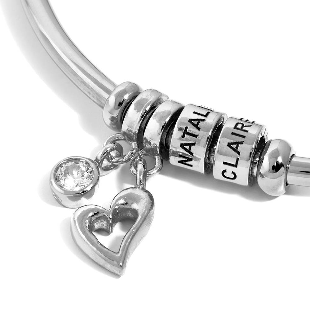 Linda Open Bangle Bracelet with Silver Beads-4 product photo