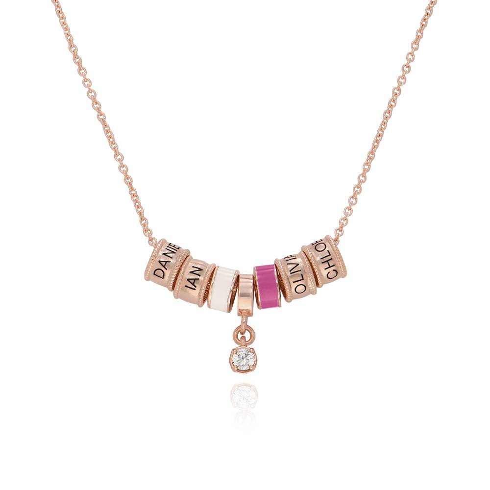 Collana Linda con Charm e Diamante Placcata Oro Rosa 18K foto del prodotto