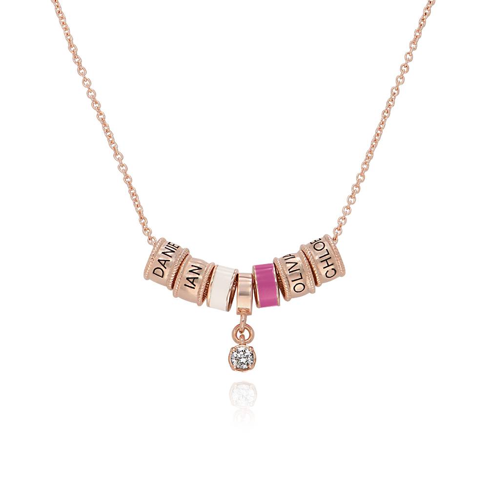 Collana Linda con Charm e Diamante Placcata Oro Rosa 18K foto del prodotto