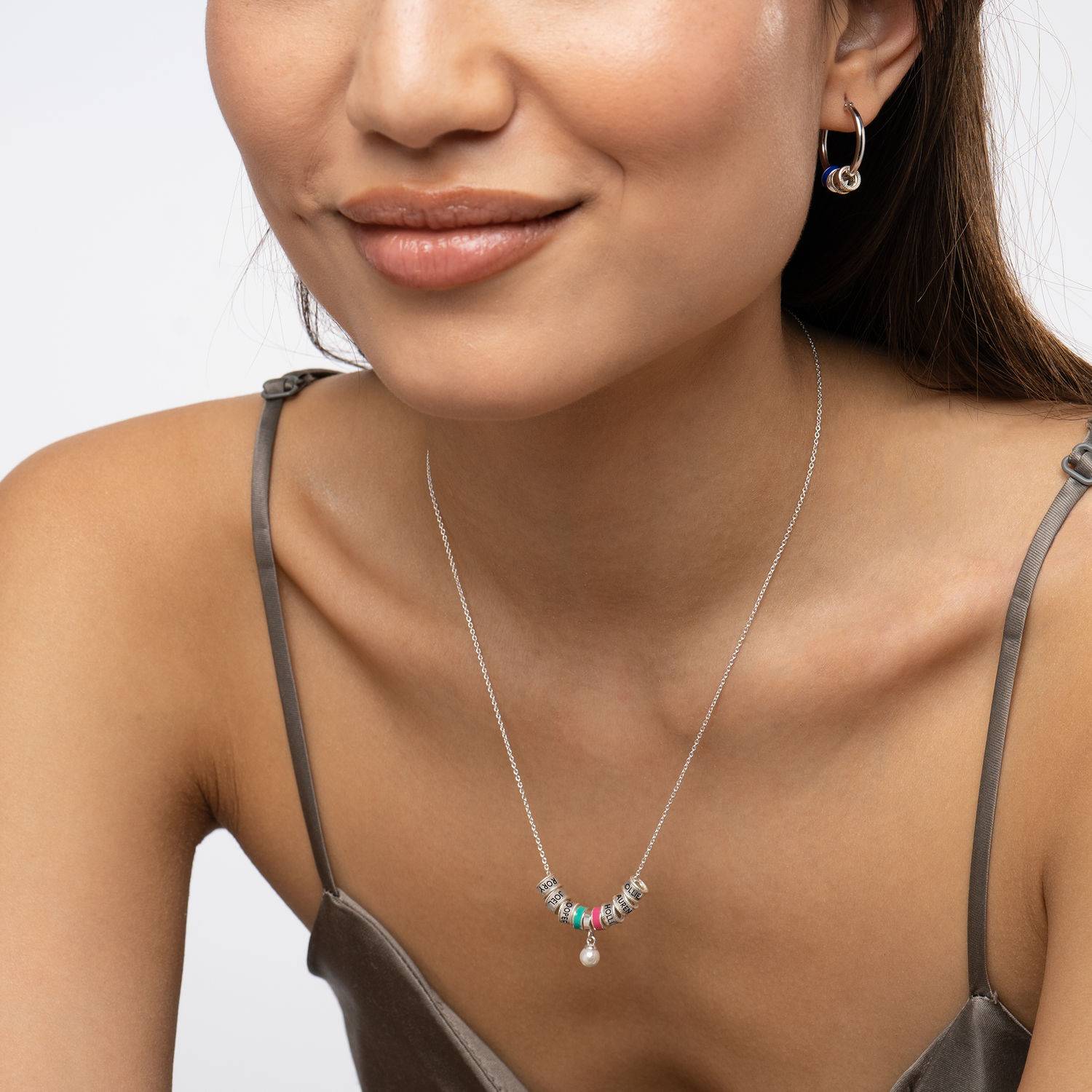 Linda Charm Necklace with Diamond in Sterling Silver-5 product photo