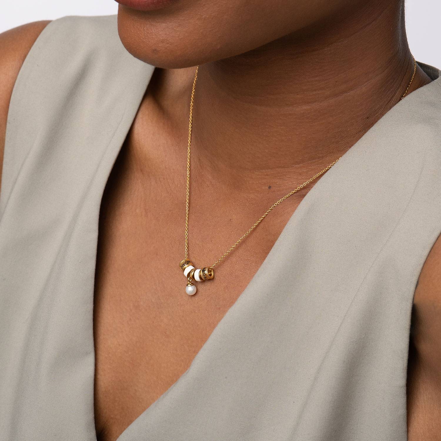 Linda Charm Necklace with Pearl in 18ct Gold Plating-4 product photo