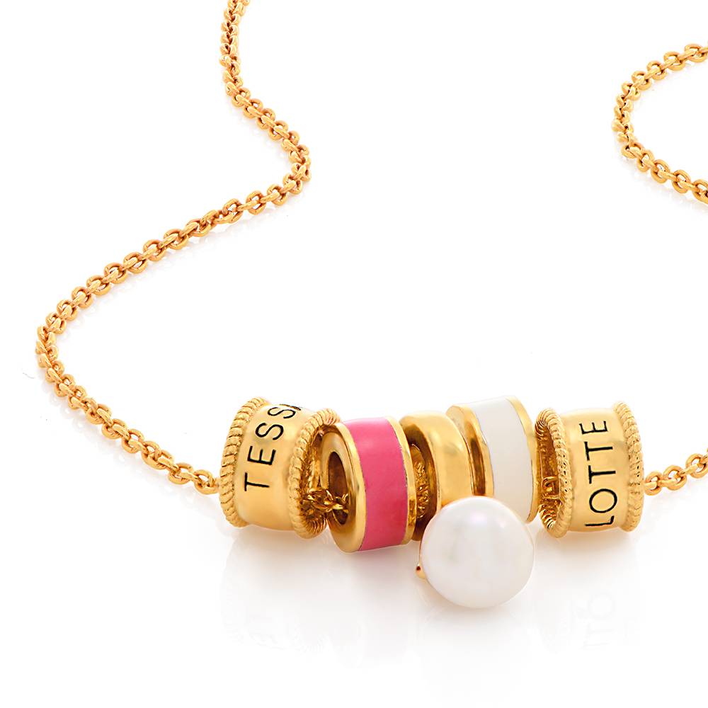 Linda charm halskjede med perle i 18k gullbelegg-5 produktbilde