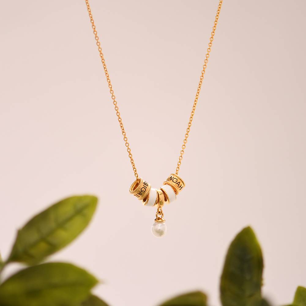 Linda Charm Necklace with Pearl in 18ct Gold Plating-3 product photo