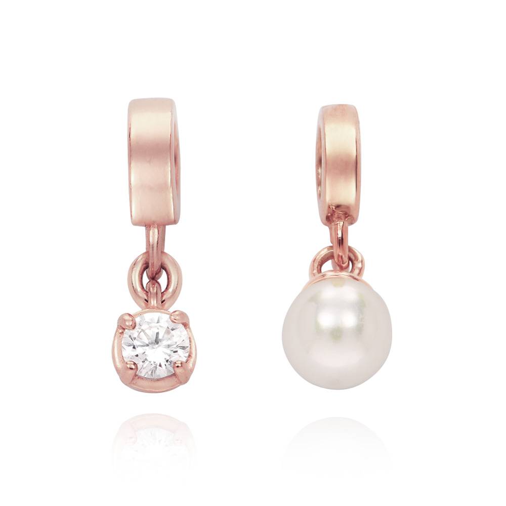 Linda charm halskjede med perle i 18k rosegullbelegg-3 produktbilde