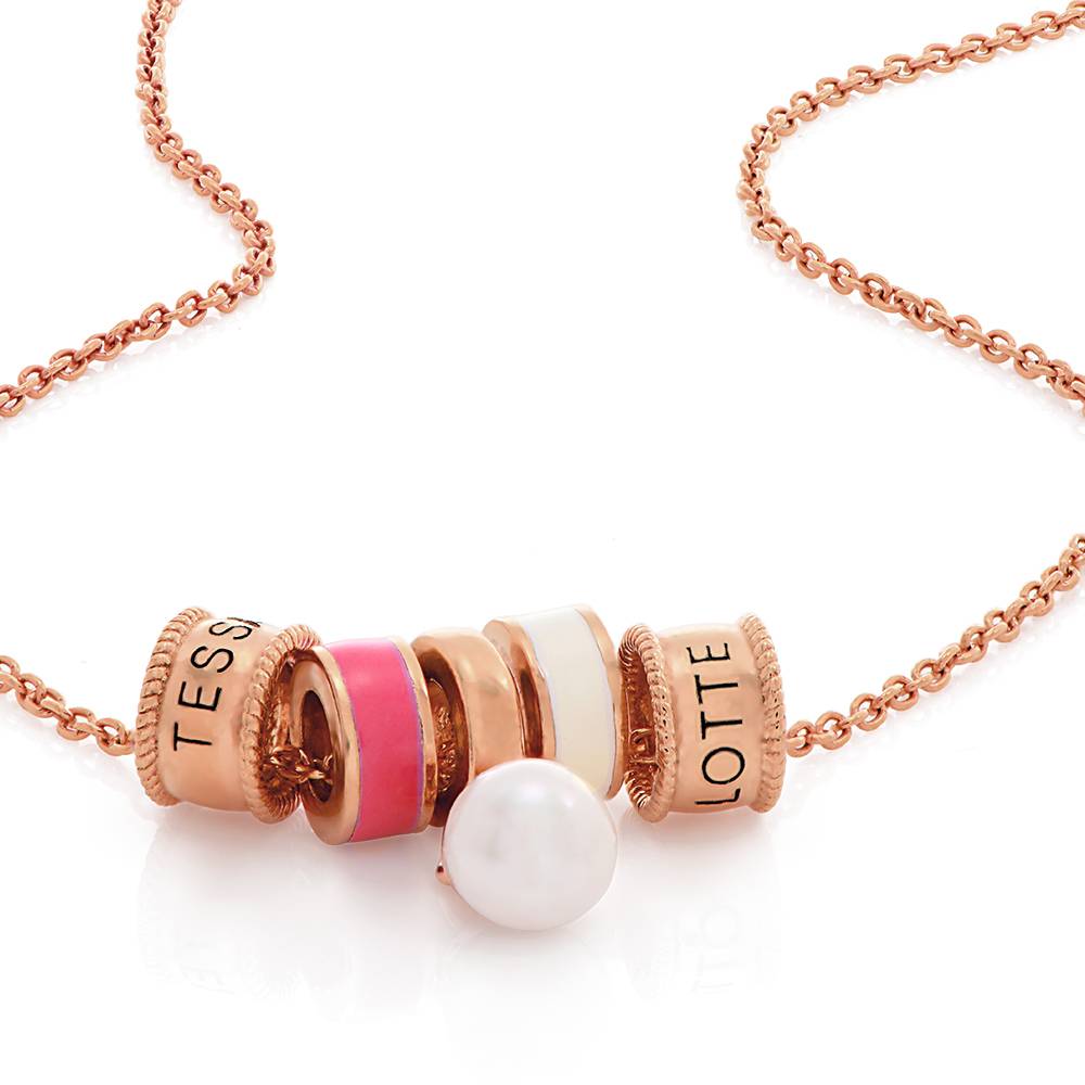 Linda Charm Necklace with Pearl in 18ct Rose Gold Plating-4 product photo