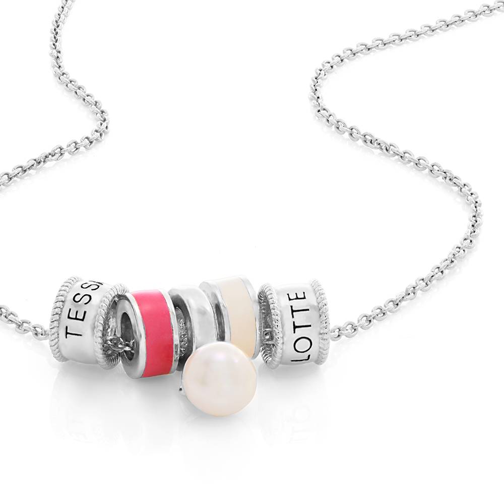 Linda Charm Necklace With Pearl in Sterling Silver-4 product photo