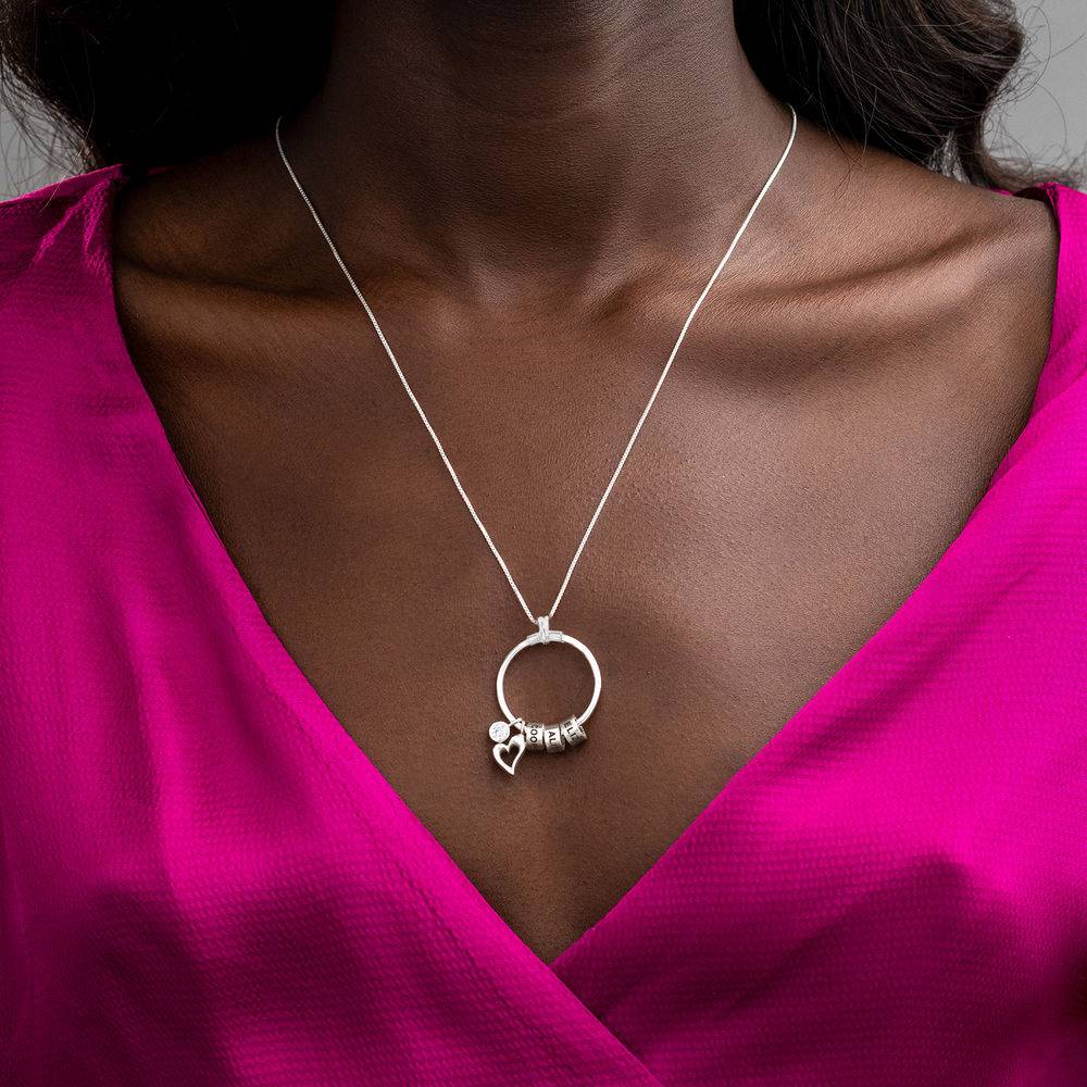 Linda Circle Pendant Necklace in Sterling Silver with 0.25 ct Diamond-3 product photo