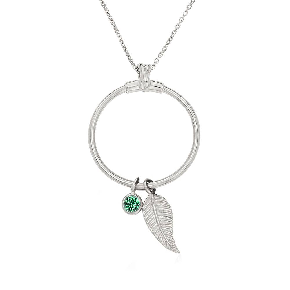 Non Personalized Linda Circle with Leaf and Green CZ Necklace-2 product photo