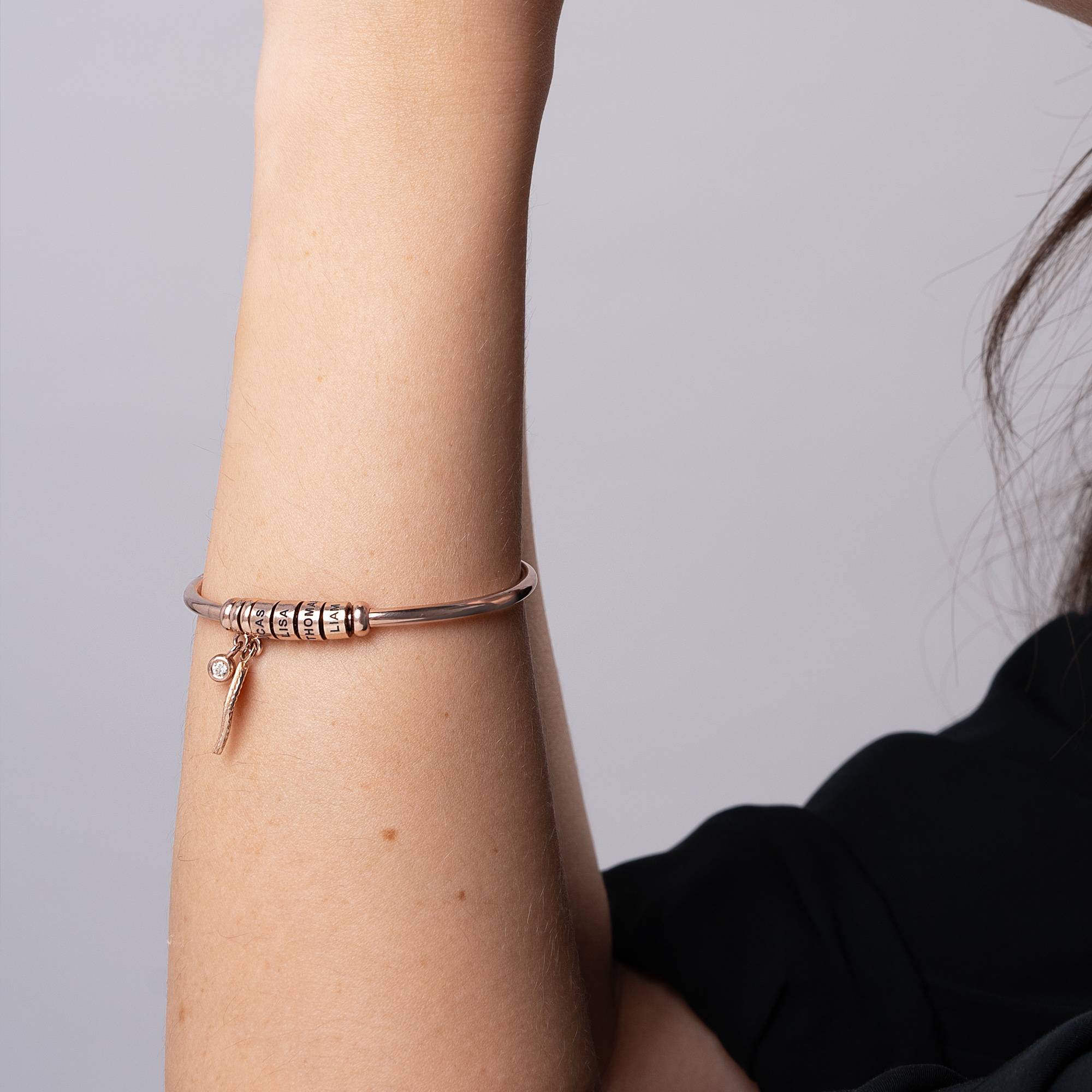 Linda Bangle Bracelet with 0.10 ct Diamond in 18ct Rose Gold Plating-6 product photo