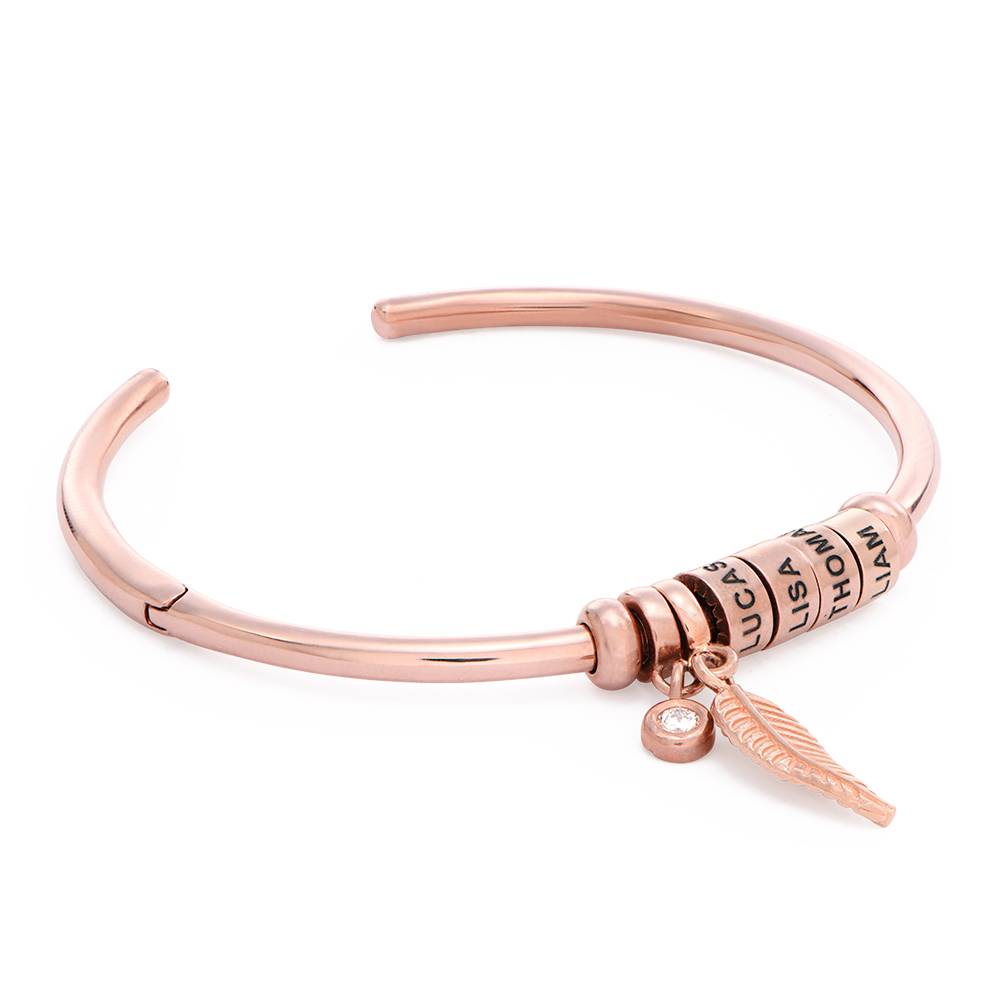 Linda Open Bangle Beads Bracelet in Rose Gold Plating with 1/10 CT. T.W Lab-Diamond-6 product photo