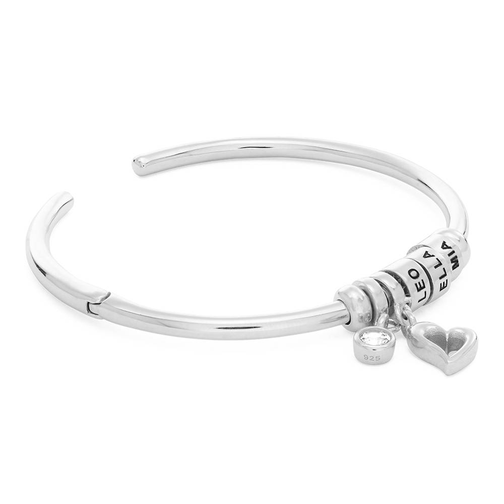 Linda Open Bangle Beads Bracelet in Silver with 1/10 CT. T.W Lab-Diamond-2 product photo