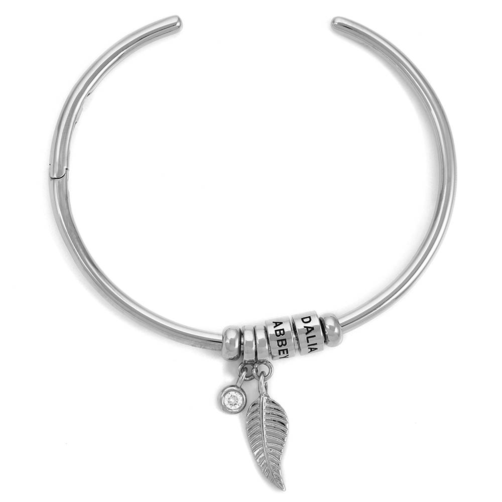 Linda Armband met Gegraveerde Kralen en 0,10 ct Diamant in 925 Zilver