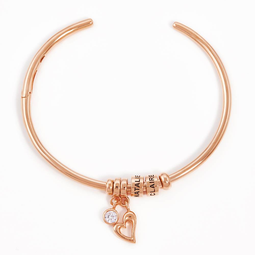 Linda Armband met Gegraveerde Kralen in Roségoud Vermeil