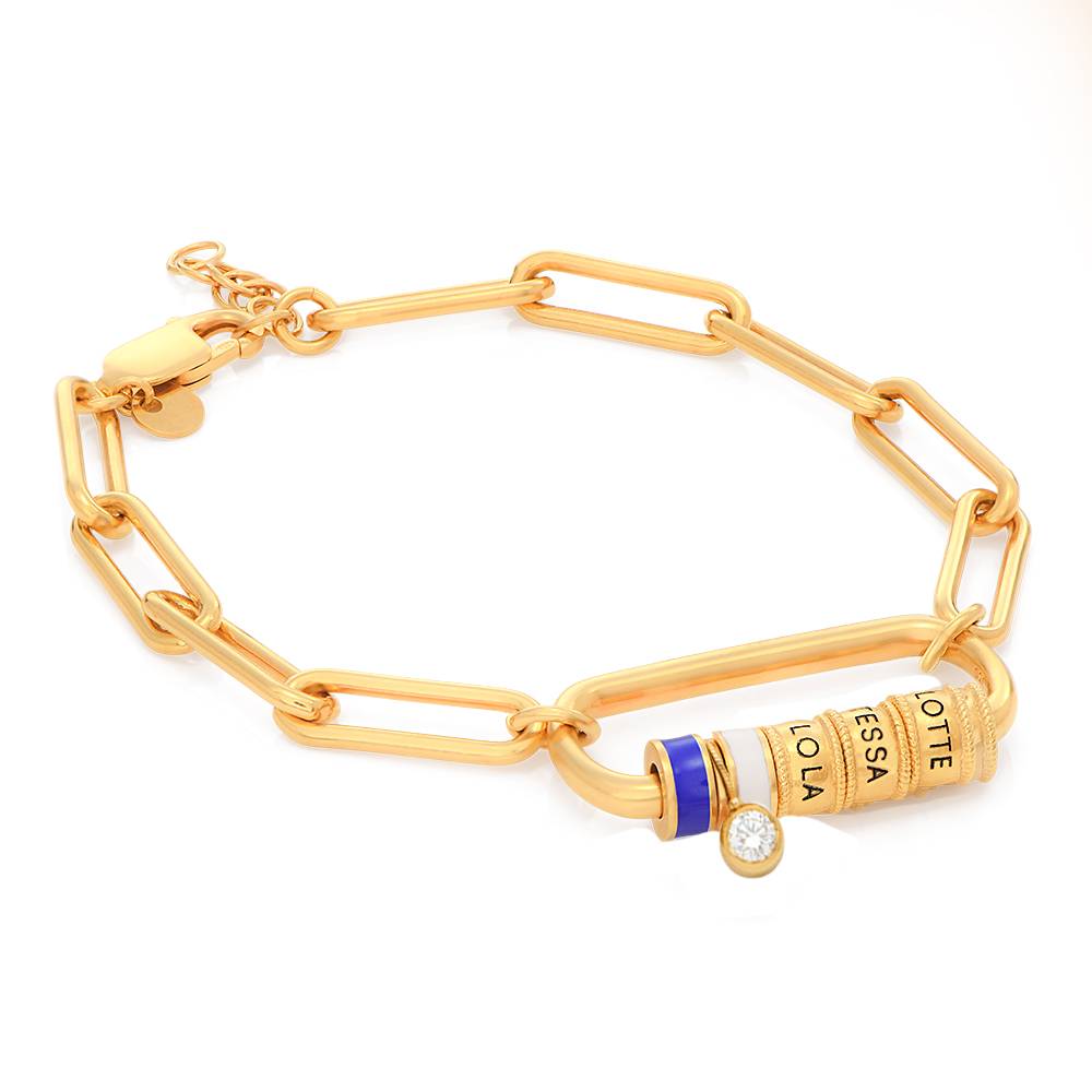 Linda Oval Clasp Bracelet with 0.25CT Diamond in 18ct Gold Plating-4 product photo