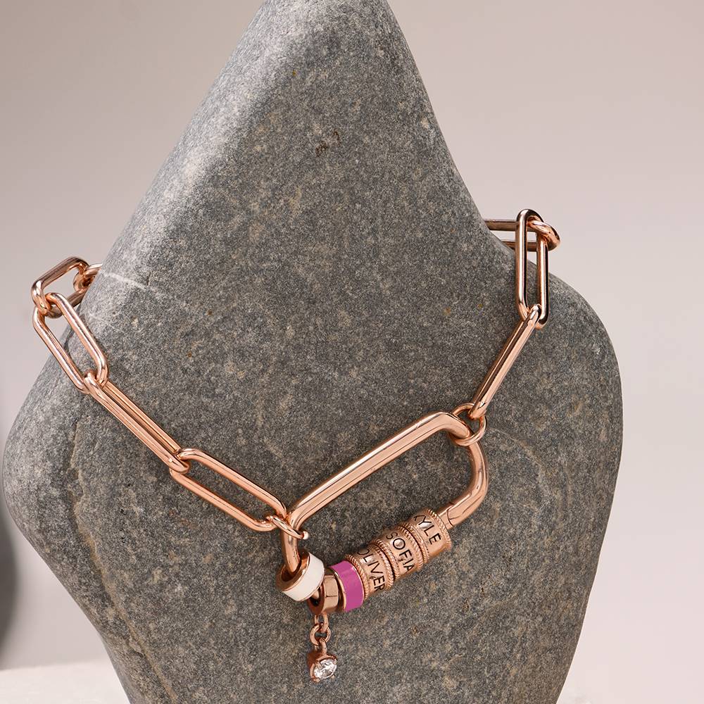 Linda Oval Clasp Bracelet with Diamond in 18ct Rose Gold Plating-4 product photo