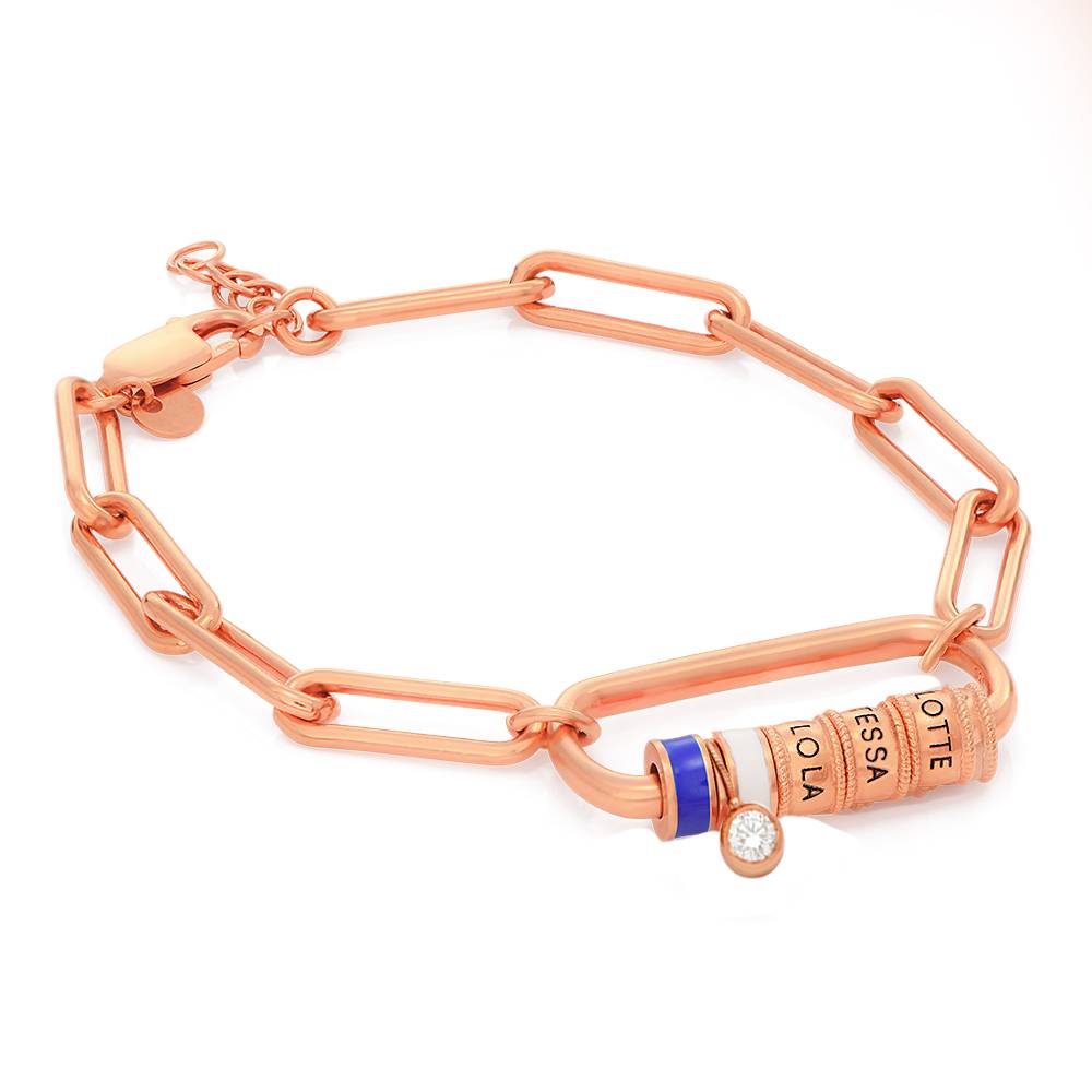 Linda Oval Clasp Bracelet with Diamond in 18ct Rose Gold Plating-2 product photo