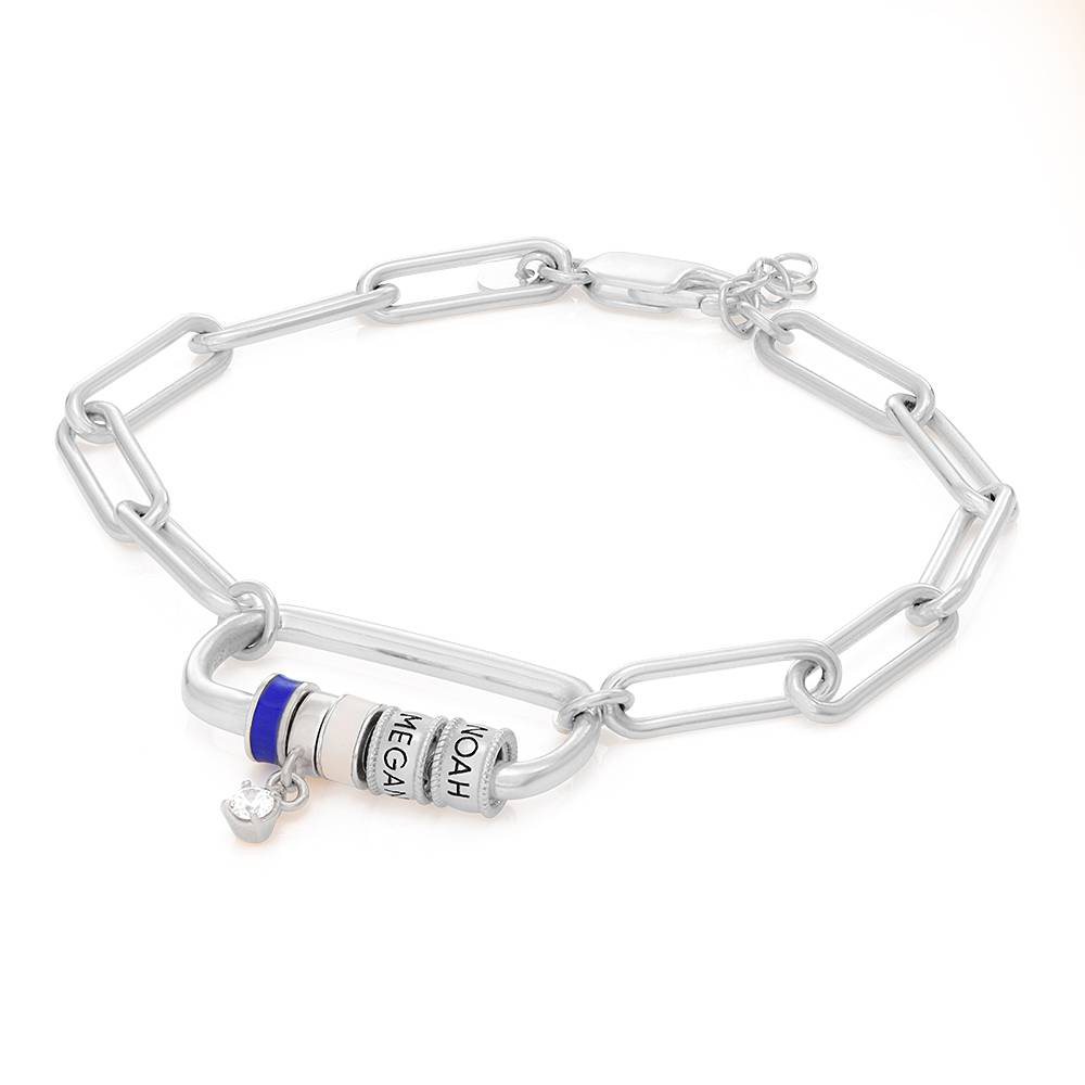 Linda-armband i sterlingsilver med ovalt spänne och diamant-3 produktbilder