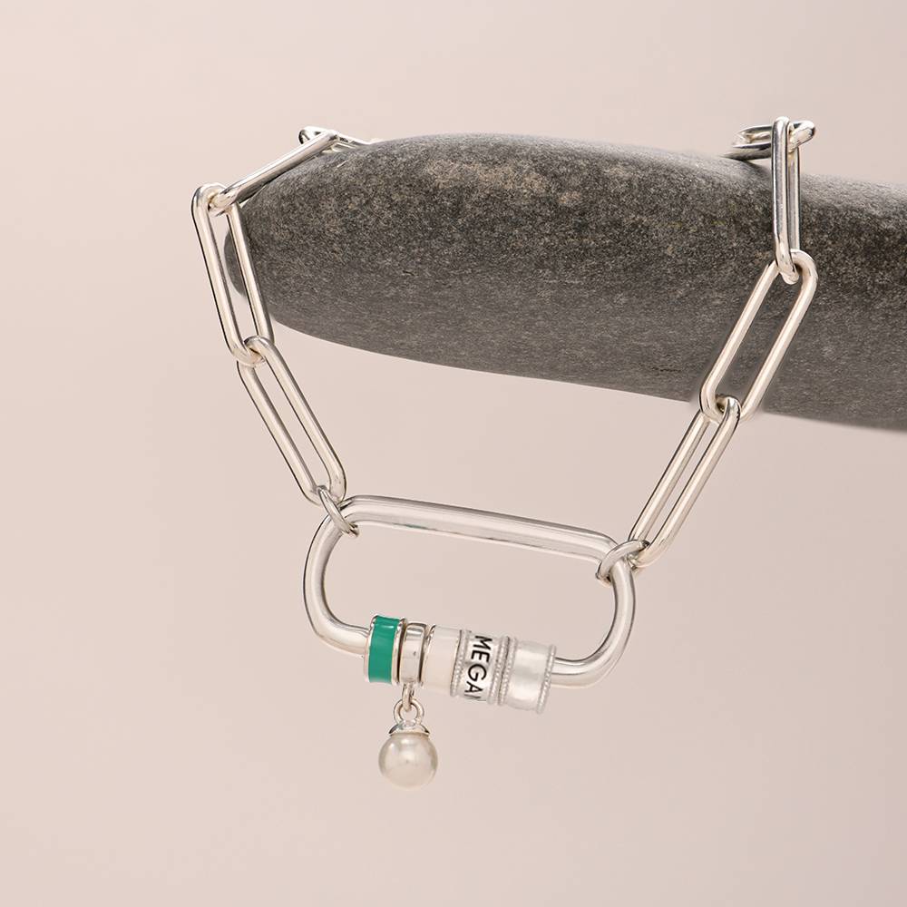 Linda oval låsarmbånd med diamant i sterlingsølv-3 produktbilde