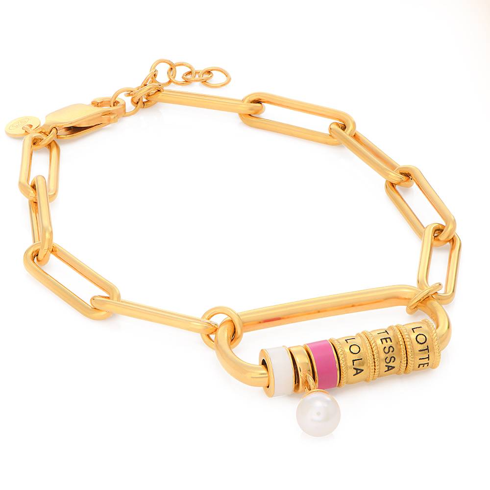 Linda armband met ovale sluiting en parel in 18k goud vermeil-6 Productfoto