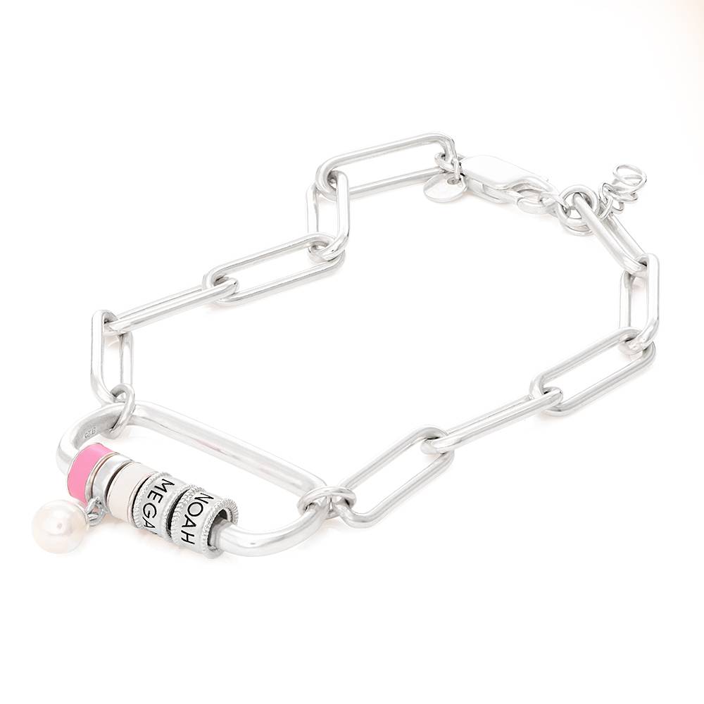 Linda Carabiner Bracelet with Pearl in Sterling Silver-3 product photo