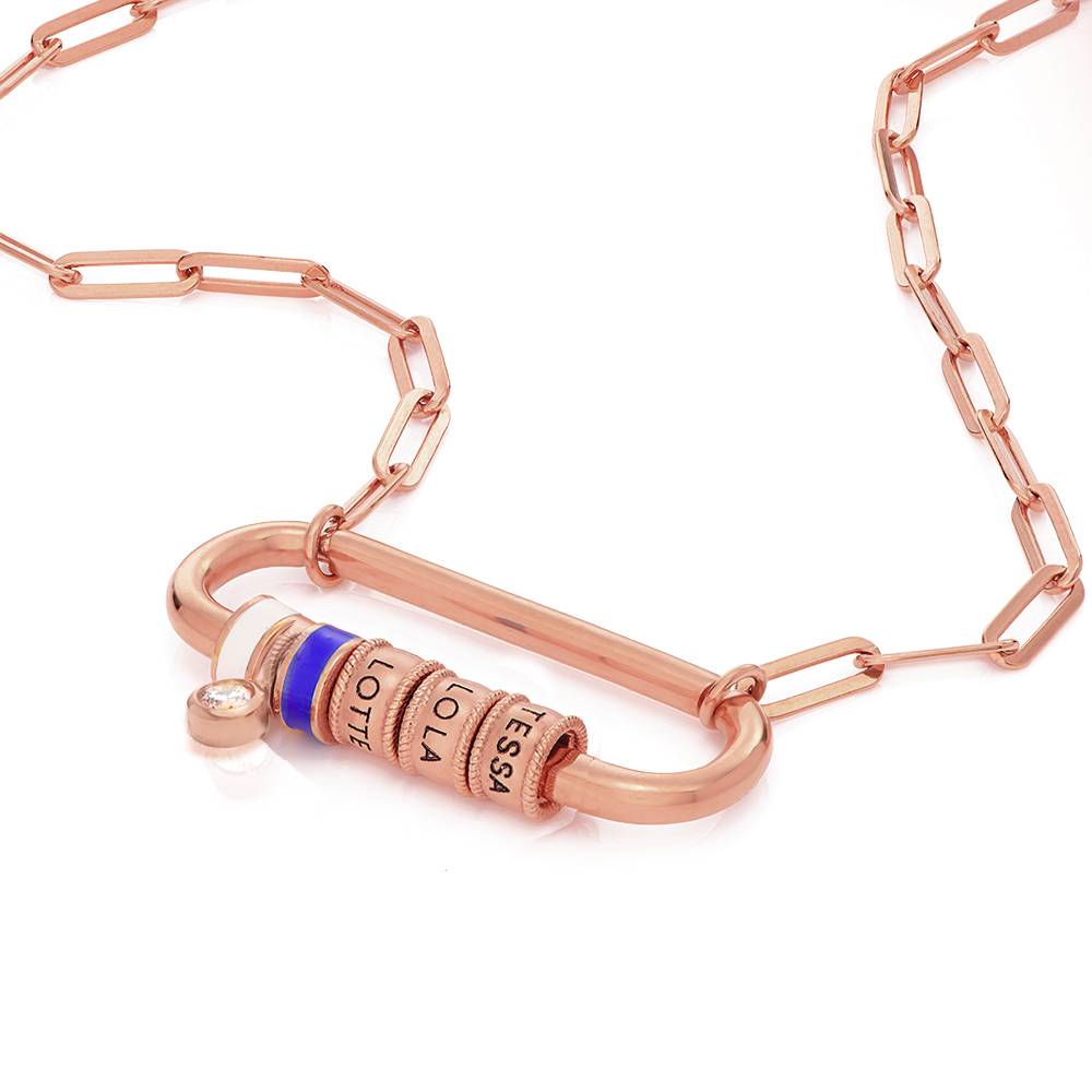 Linda Carabiner Necklace With 0.25CT Diamond in 18K Rose Gold Plating-5 product photo