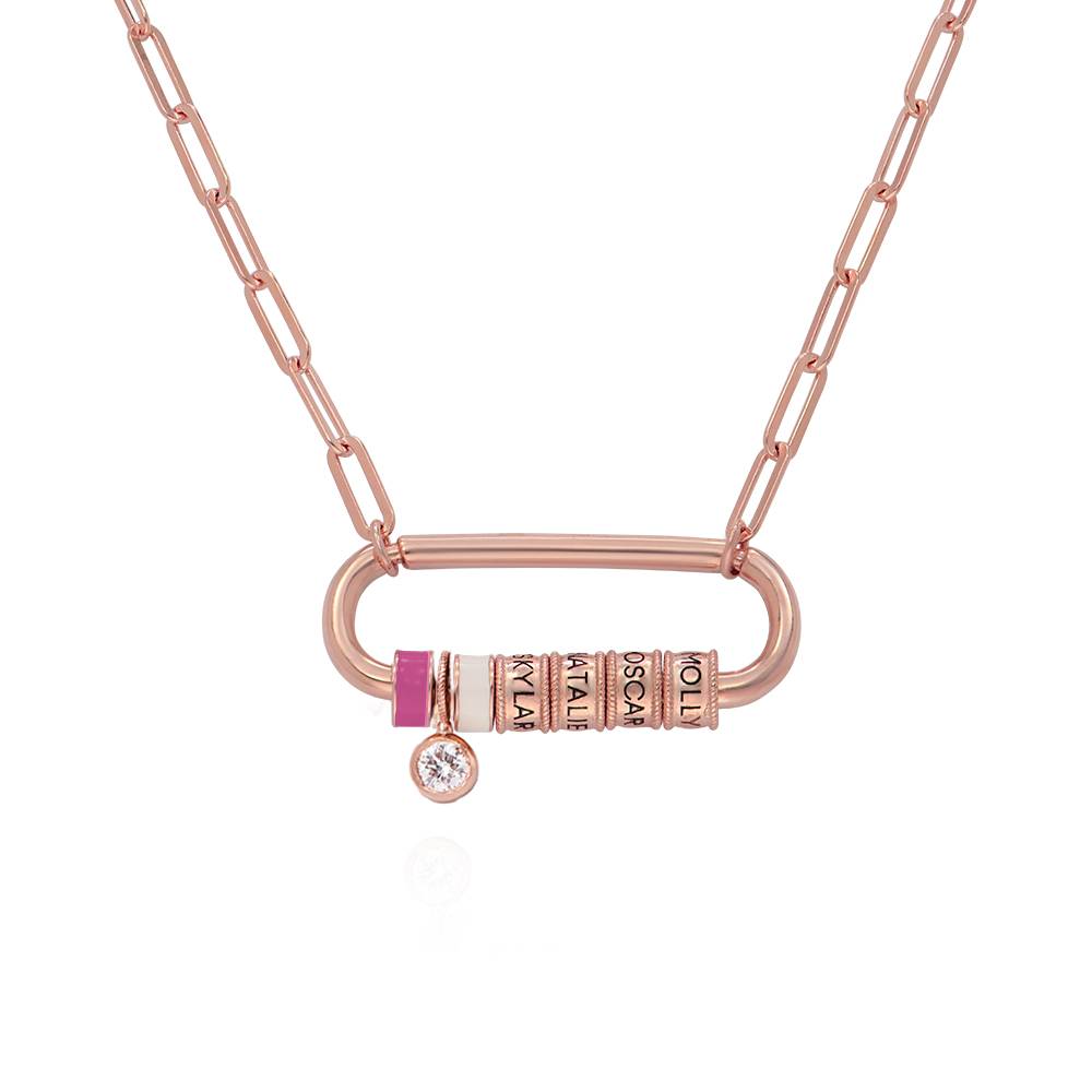 Linda Oval Clasp Necklace With 0.25CT Diamond in 18K Rose Gold Plating-1 product photo