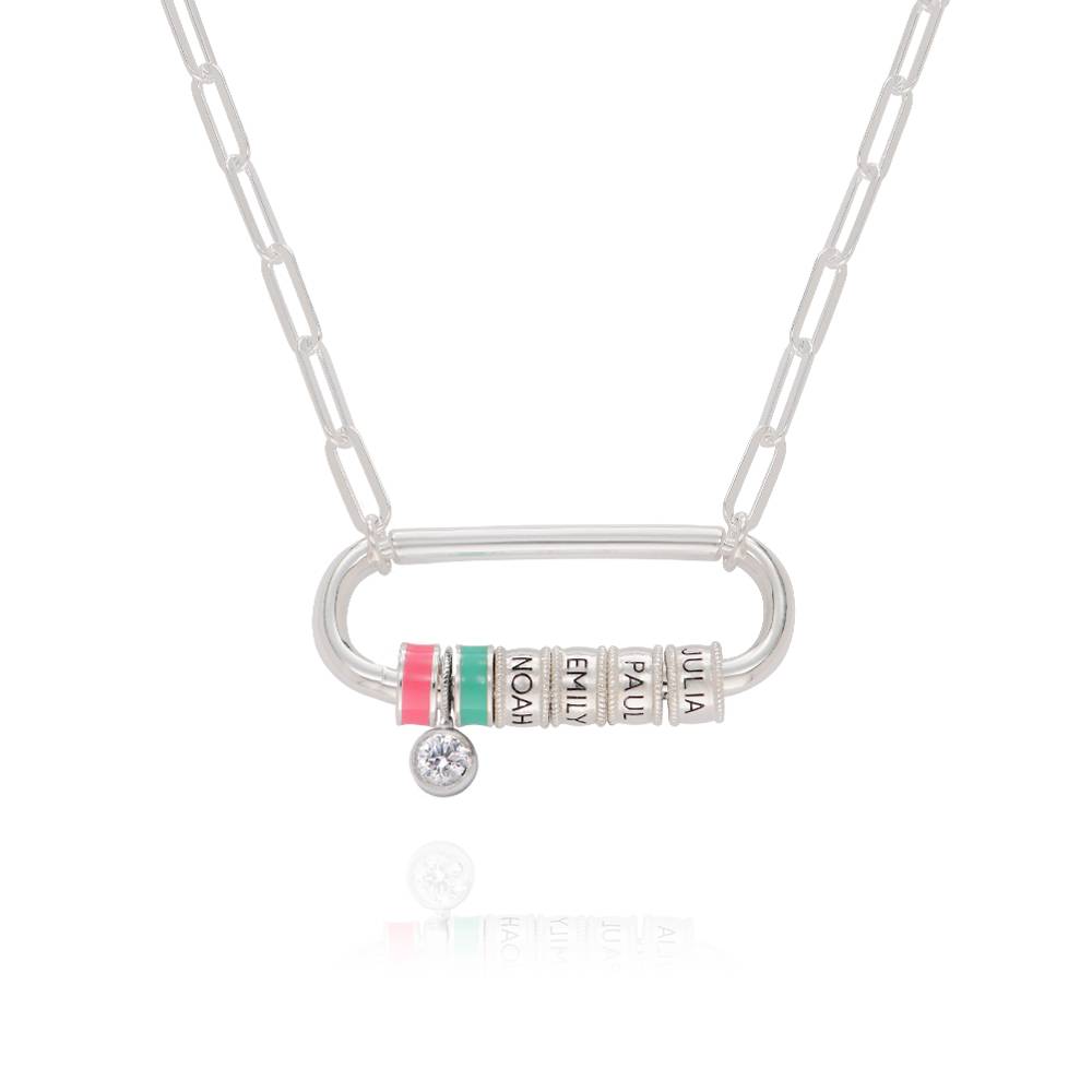 Linda Oval Clasp Necklace With 0.25CT Diamond in Sterling Silver-1 product photo
