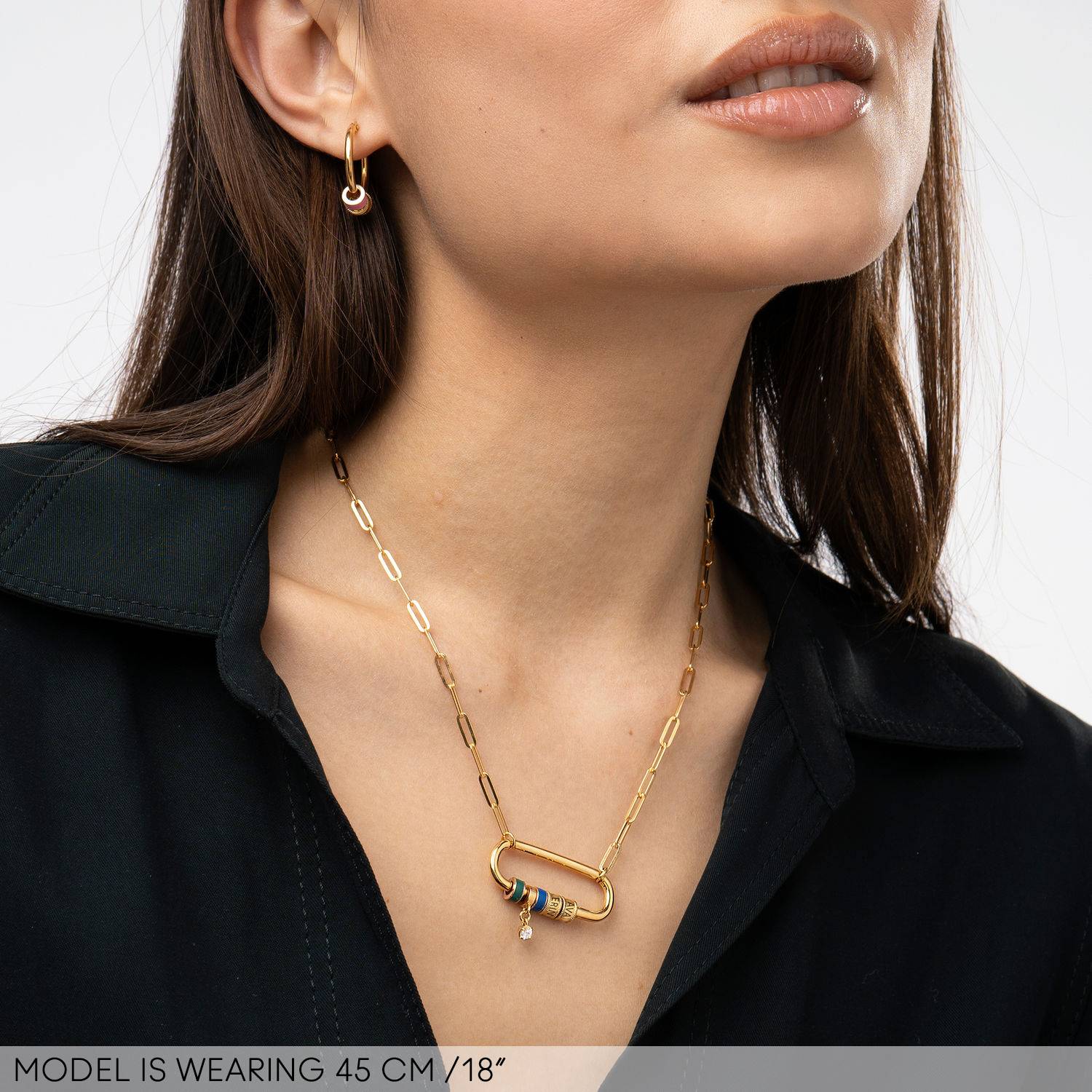 Linda Halskette mit ovalem Verschluss und Diamant - 750er vergoldetes Silber-3 Produktfoto