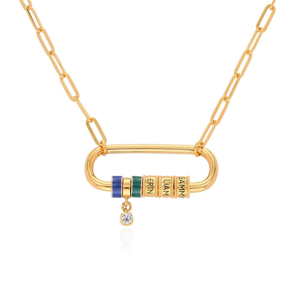 Linda Oval Clasp Necklace with Diamond in 18ct Gold Vermeil-2 product photo