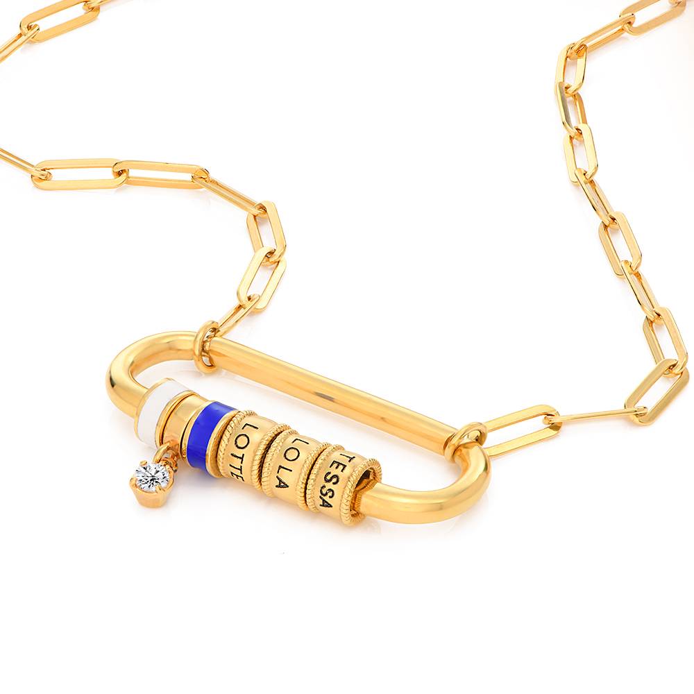 Collana Linda a Fermaglio Ovale con Diamante in Oro Vermeil 18K-6 foto del prodotto