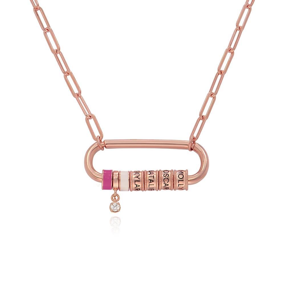 Collana Linda a Fermaglio Ovale con Diamante Placcato Oro Rosa 18K foto del prodotto