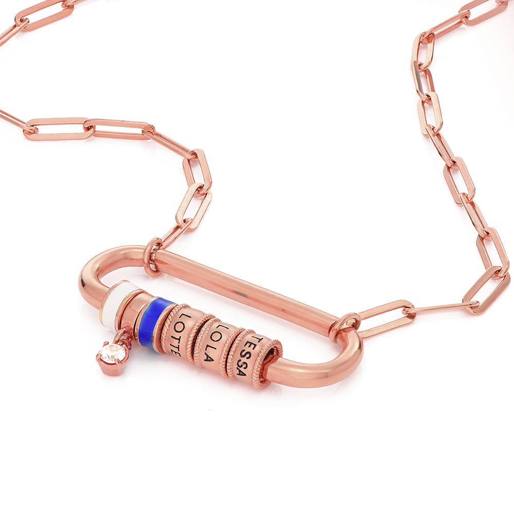 Linda Carabiner Necklace With Diamond in 18K Rose Gold Plating-2 product photo