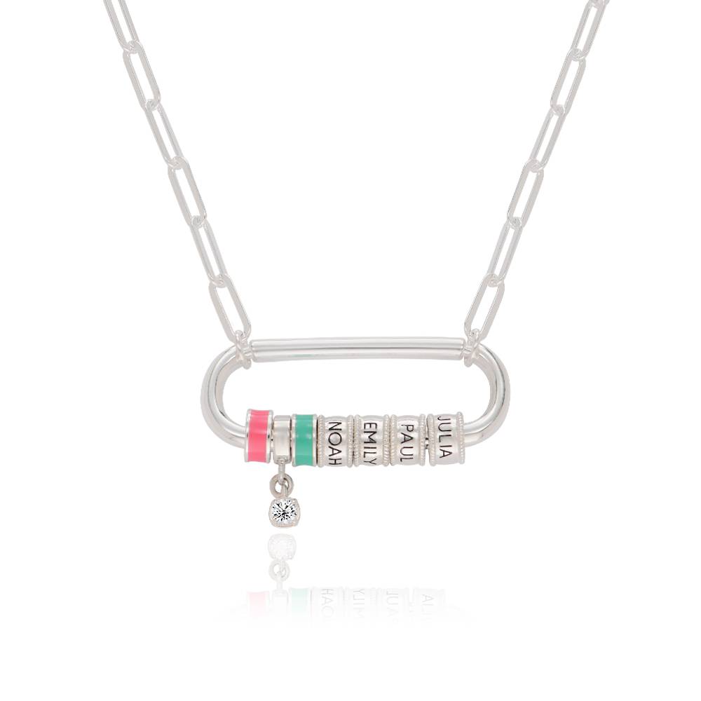 Linda Carabiner Necklace With Diamond in Sterling Silver-1 product photo
