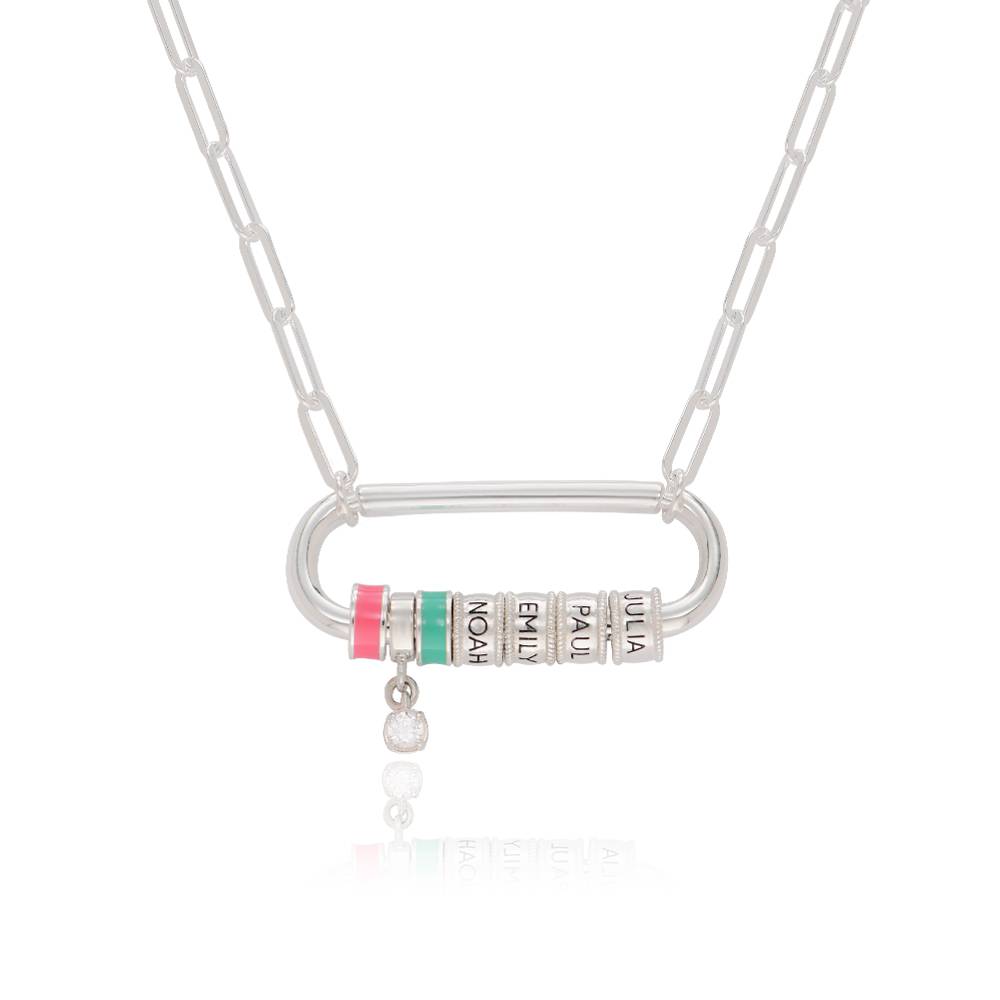 Linda Oval Clasp Necklace with Diamond in Sterling Silver product photo