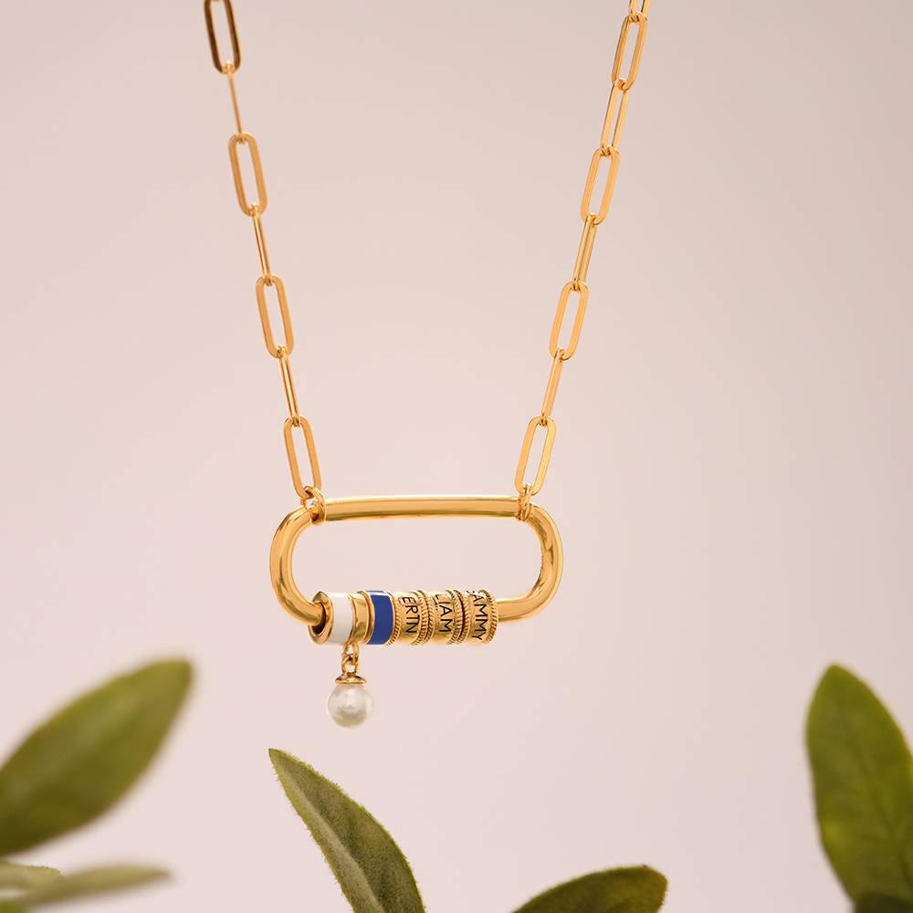 Linda-halsband i 18K guldplätering med ovalt spänne och pärla-4 produktbilder