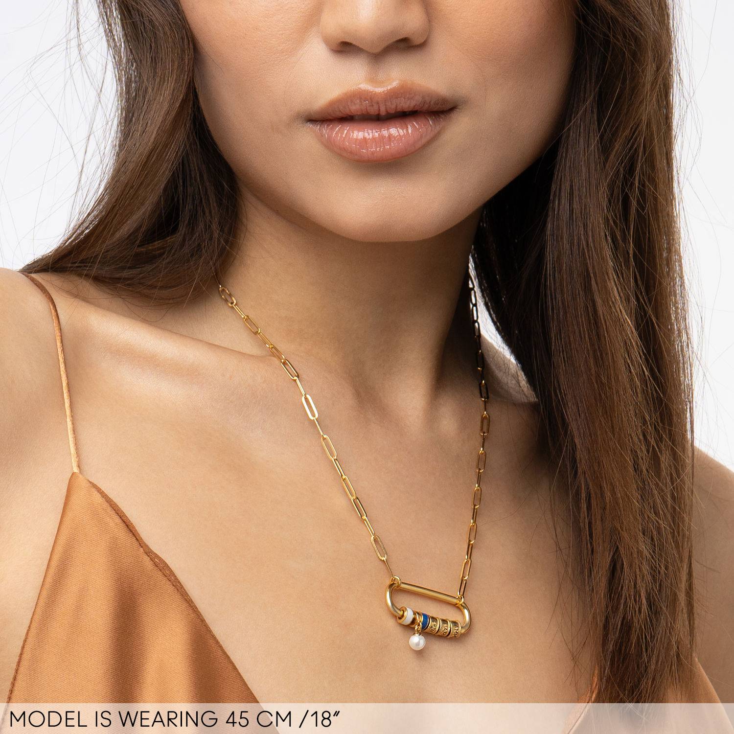 Linda Halskette mit ovalem Verschluss und Perle - 750er vergoldetes Silber-3 Produktfoto