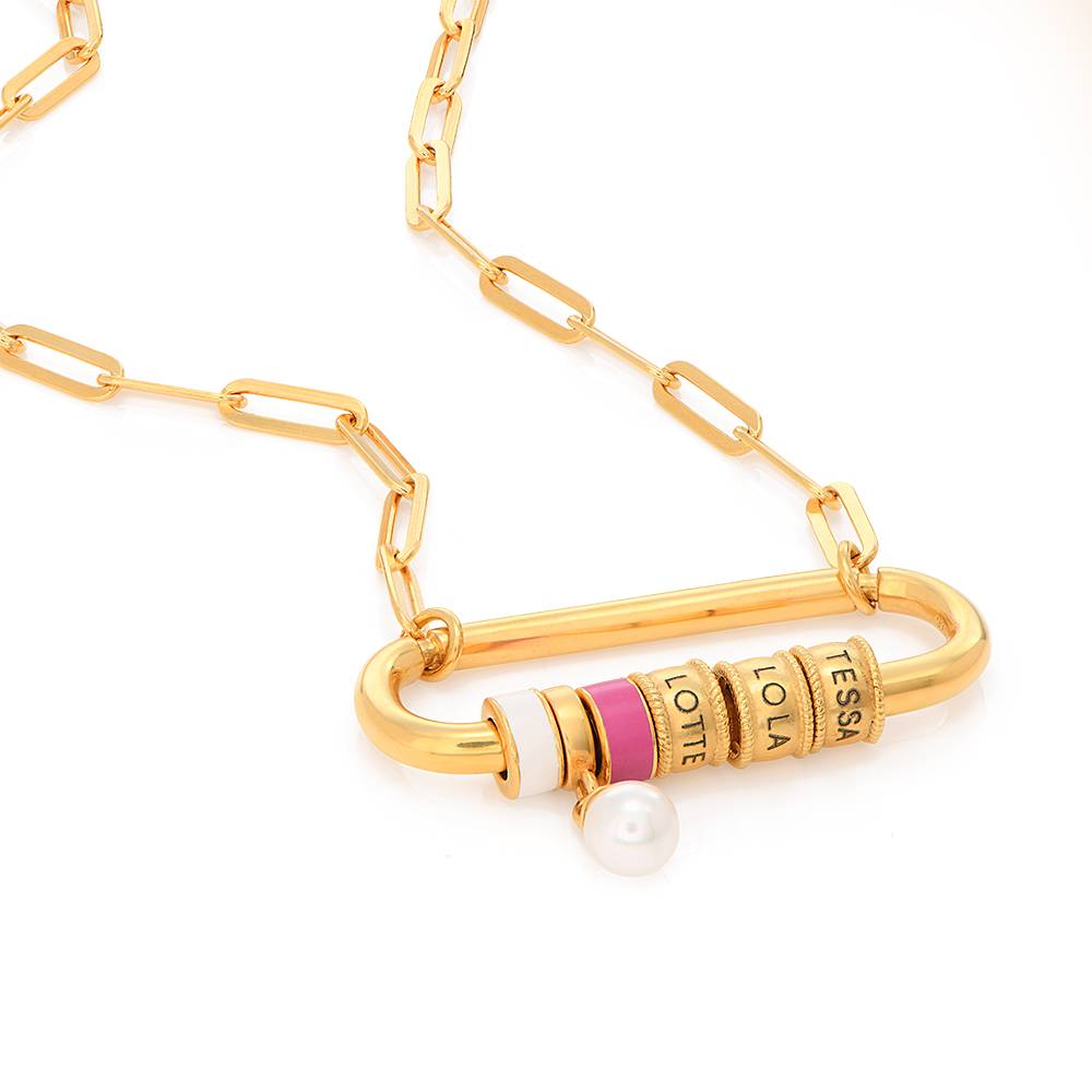 Linda Oval Clasp Necklace with Pearl in 18ct Gold Plating-5 product photo