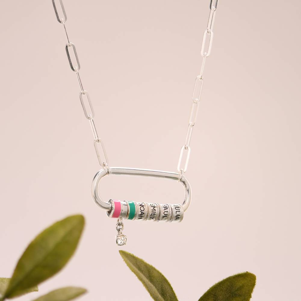 Linda oval låshalskæde med perle i Sterlingsølv-3 produkt billede