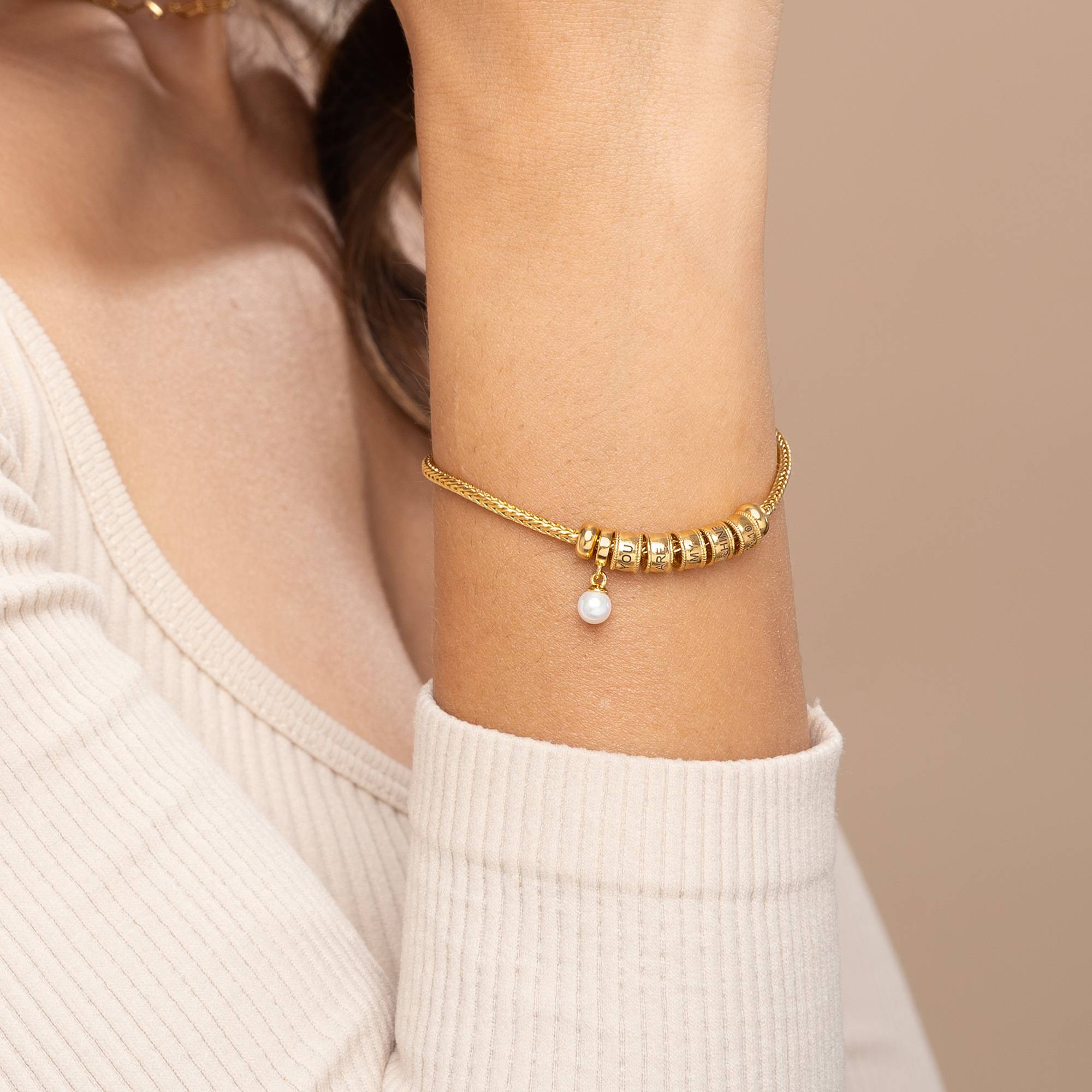 Linda Charm-Armband mit Diamant und Herzverschluss - 750er vergoldetes Silber-4 Produktfoto