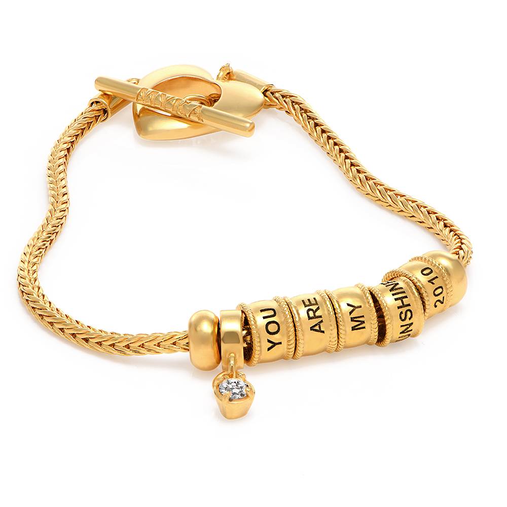 Linda Toggle Heart Charm Bracelet with Diamond in 18K Gold Plating-2 product photo