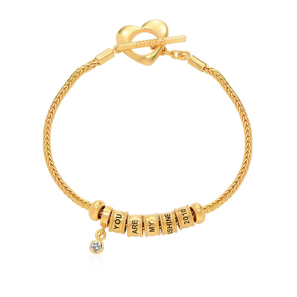 Linda Toggle Heart Charm Bracelet with Diamond in 18K Gold Plating-3 product photo