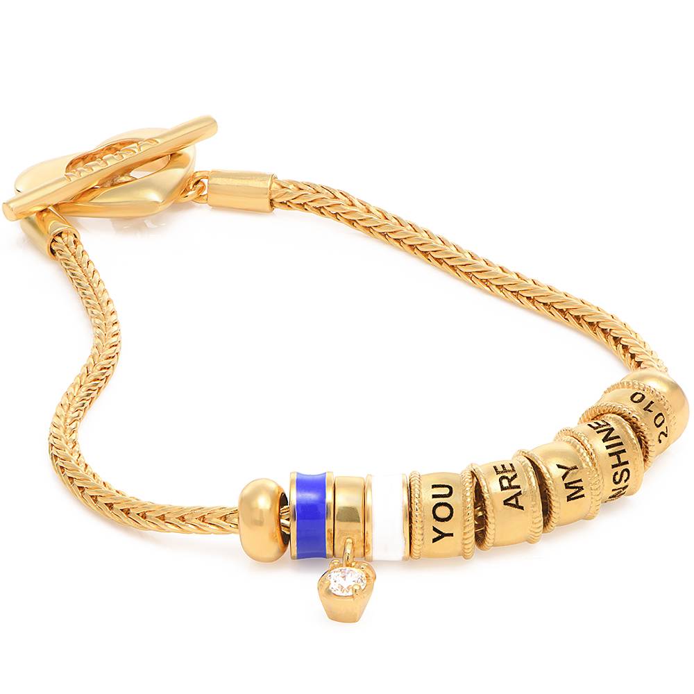 Linda Toggle Heart Charm Bracelet with Diamond & Enamel in 18K Gold product photo